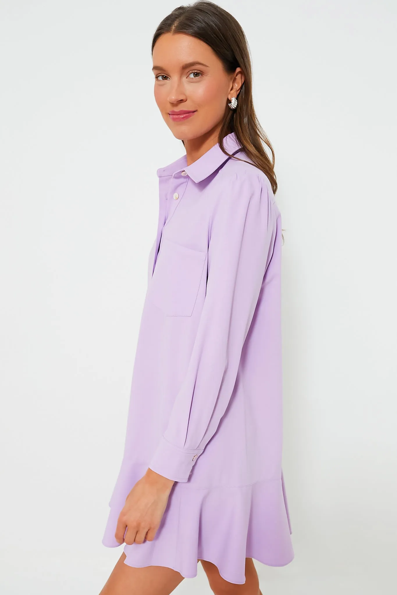 Lilac Crepe Callahan Shirt Dress