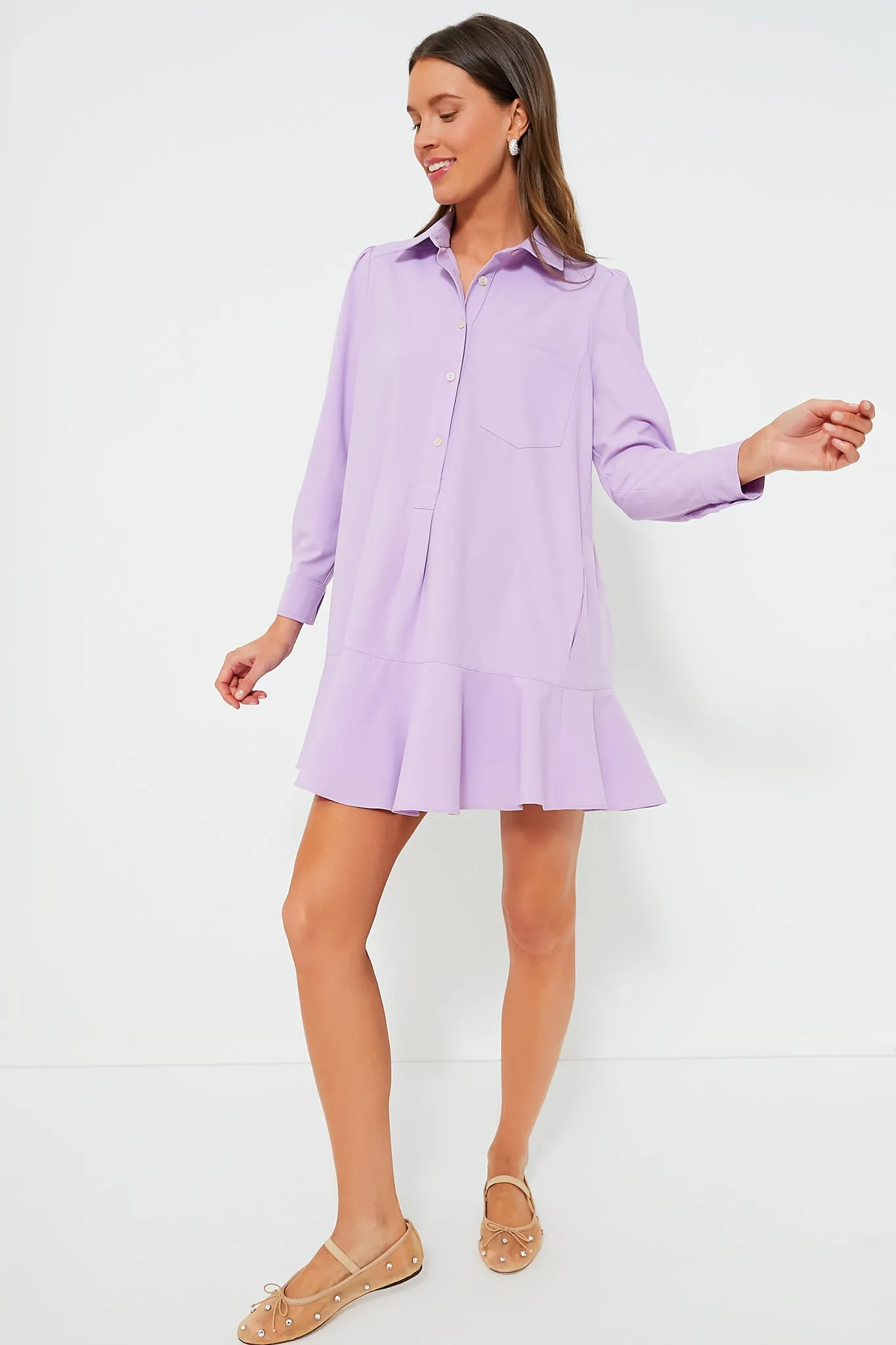 Lilac Crepe Callahan Shirt Dress