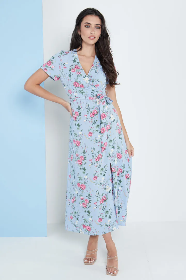 London Wrap Maxi Dress Floral Print