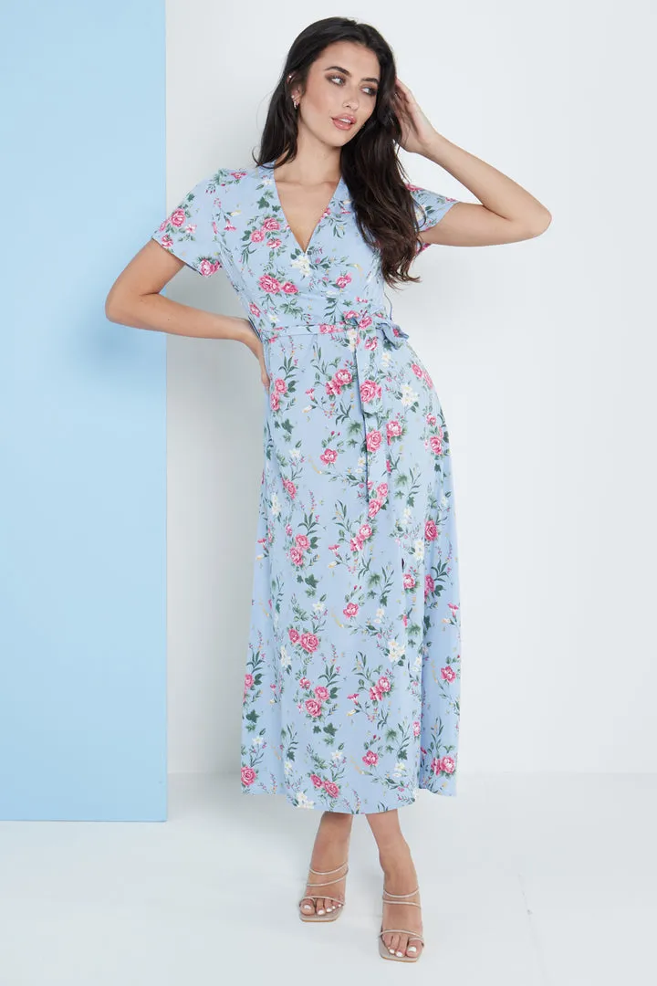 London Wrap Maxi Dress Floral Print