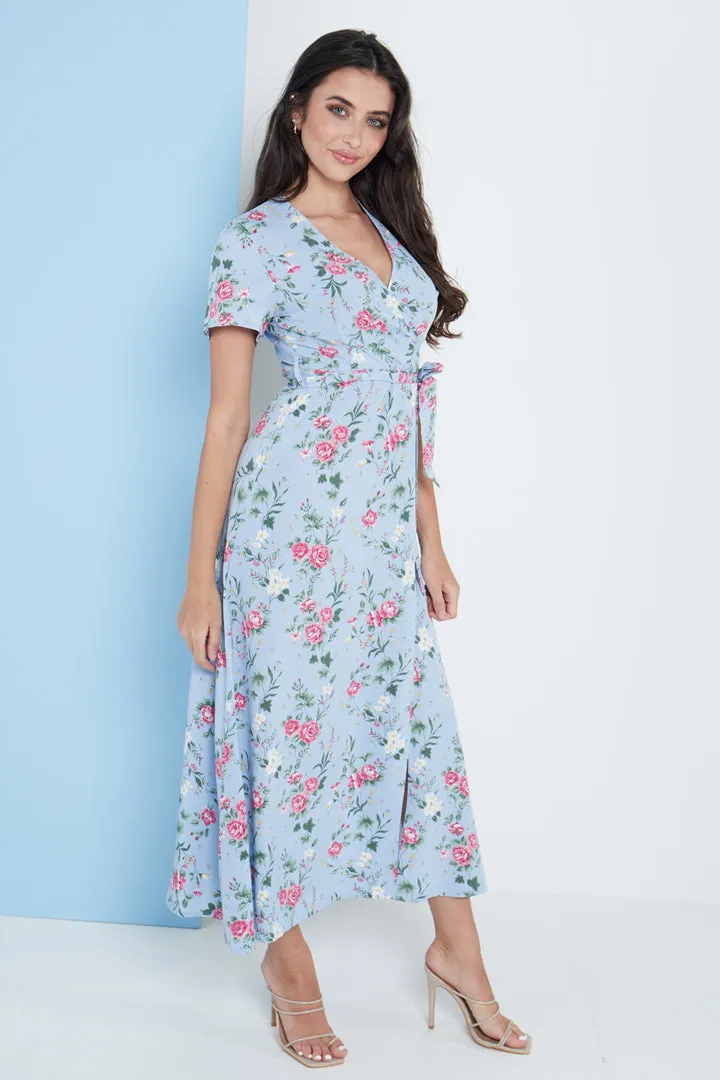 London Wrap Maxi Dress Floral Print