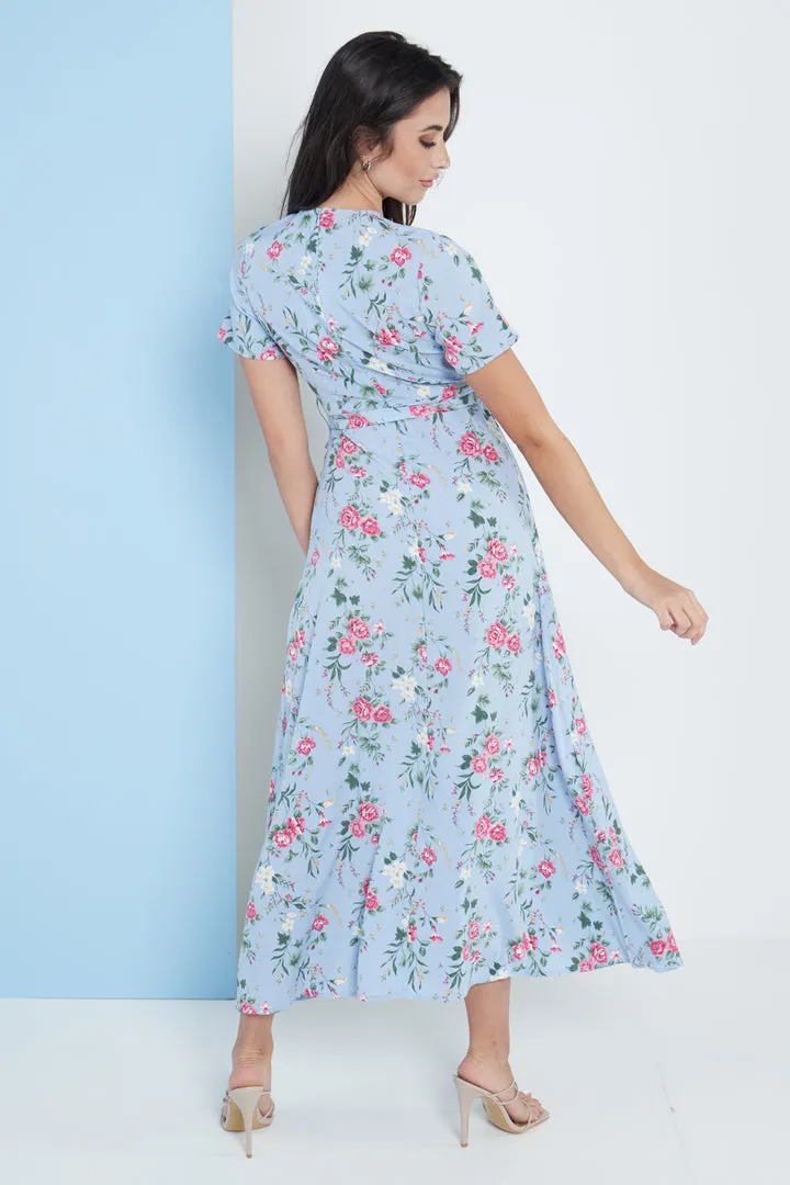 London Wrap Maxi Dress Floral Print