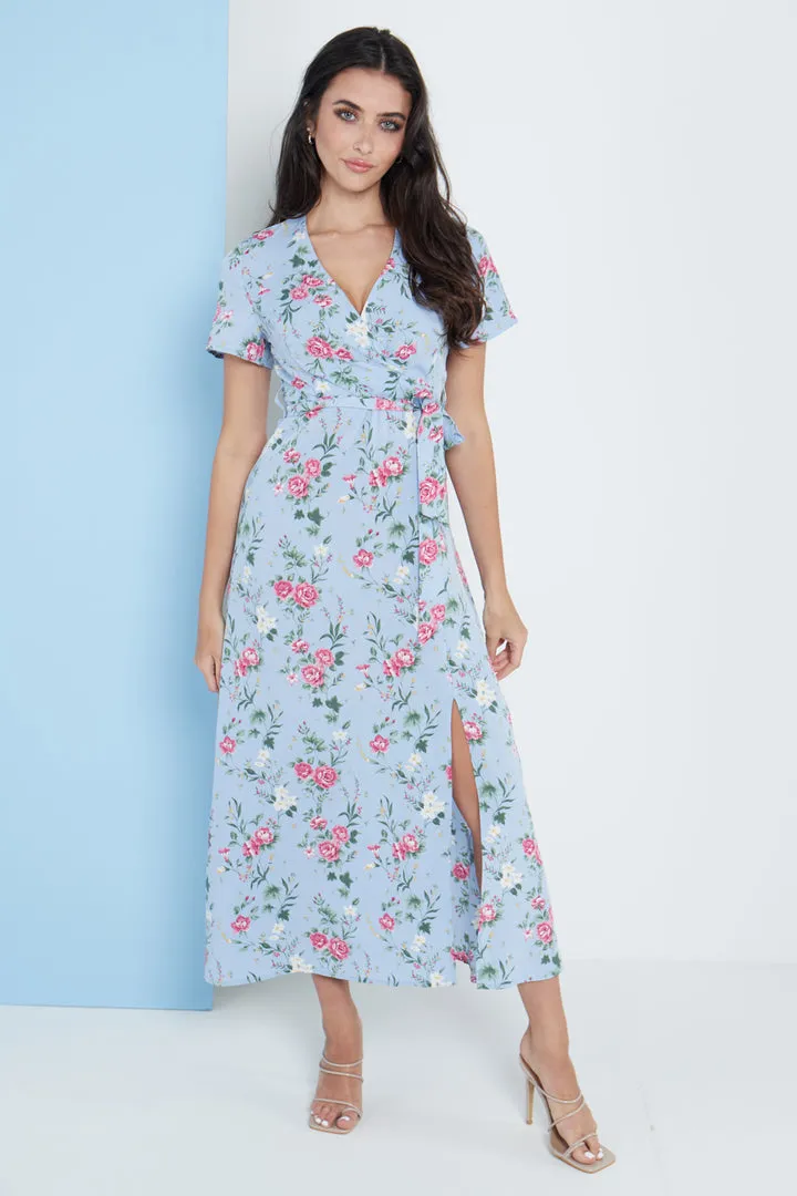 London Wrap Maxi Dress Floral Print