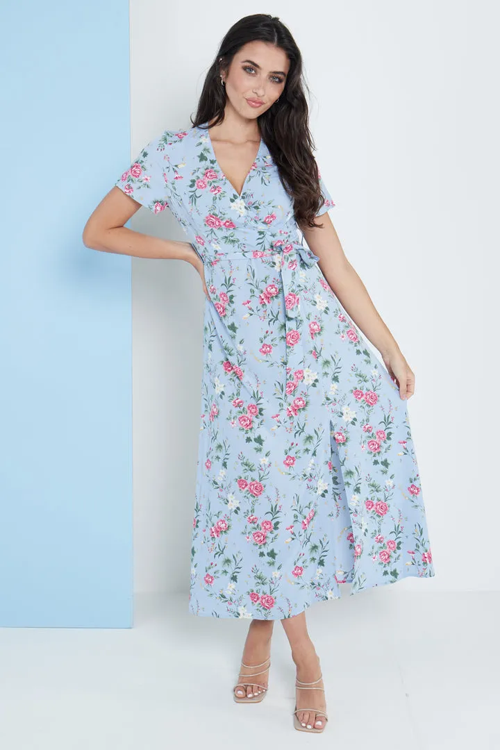 London Wrap Maxi Dress Floral Print