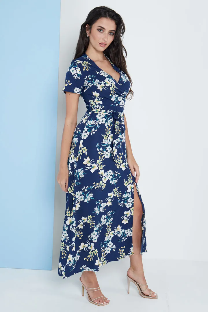 London Wrap Maxi Dress Floral Print