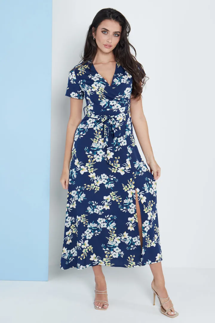 London Wrap Maxi Dress Floral Print