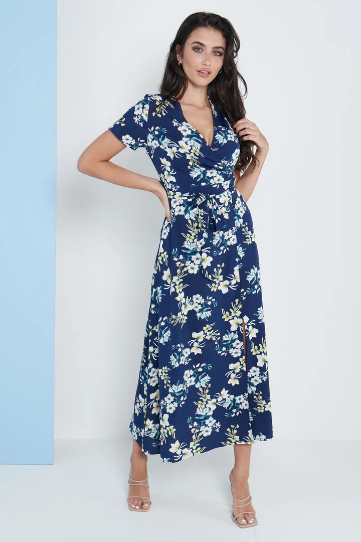 London Wrap Maxi Dress Floral Print