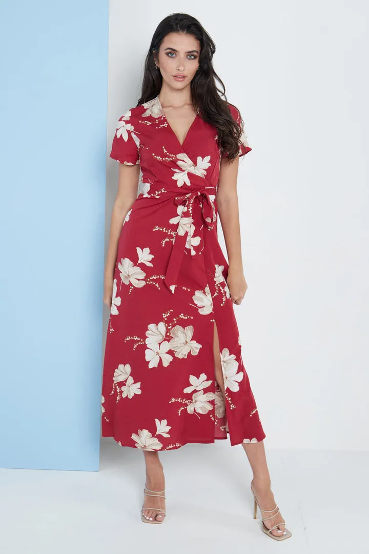 London Wrap Maxi Dress Floral Print