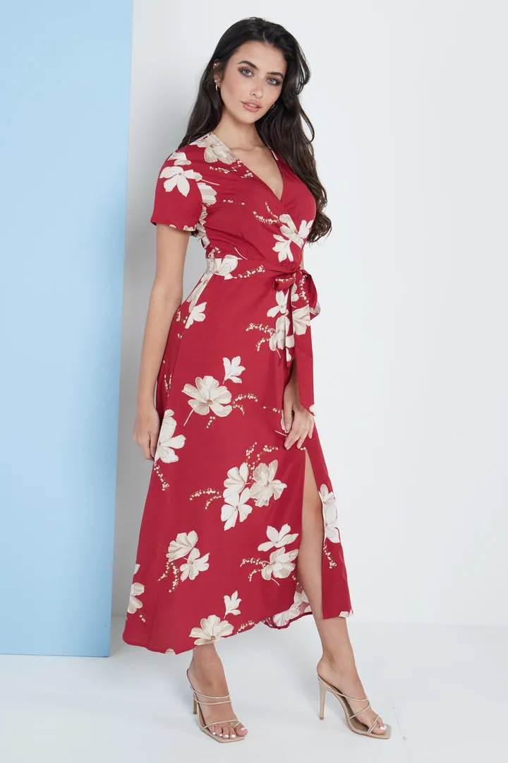 London Wrap Maxi Dress Floral Print