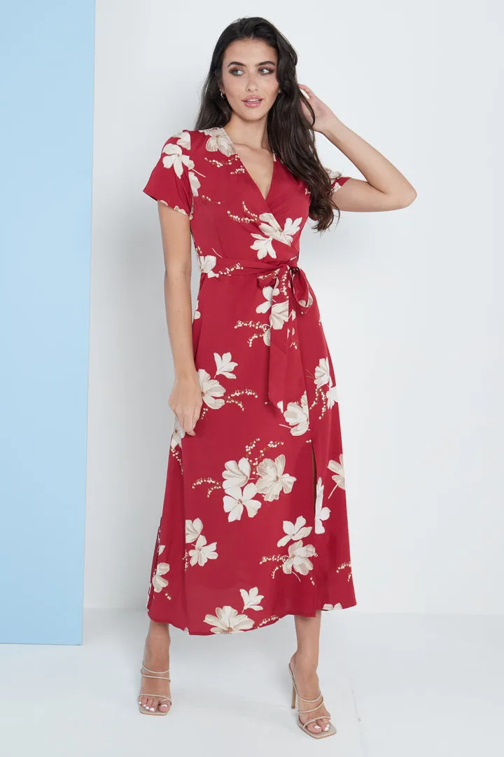 London Wrap Maxi Dress Floral Print