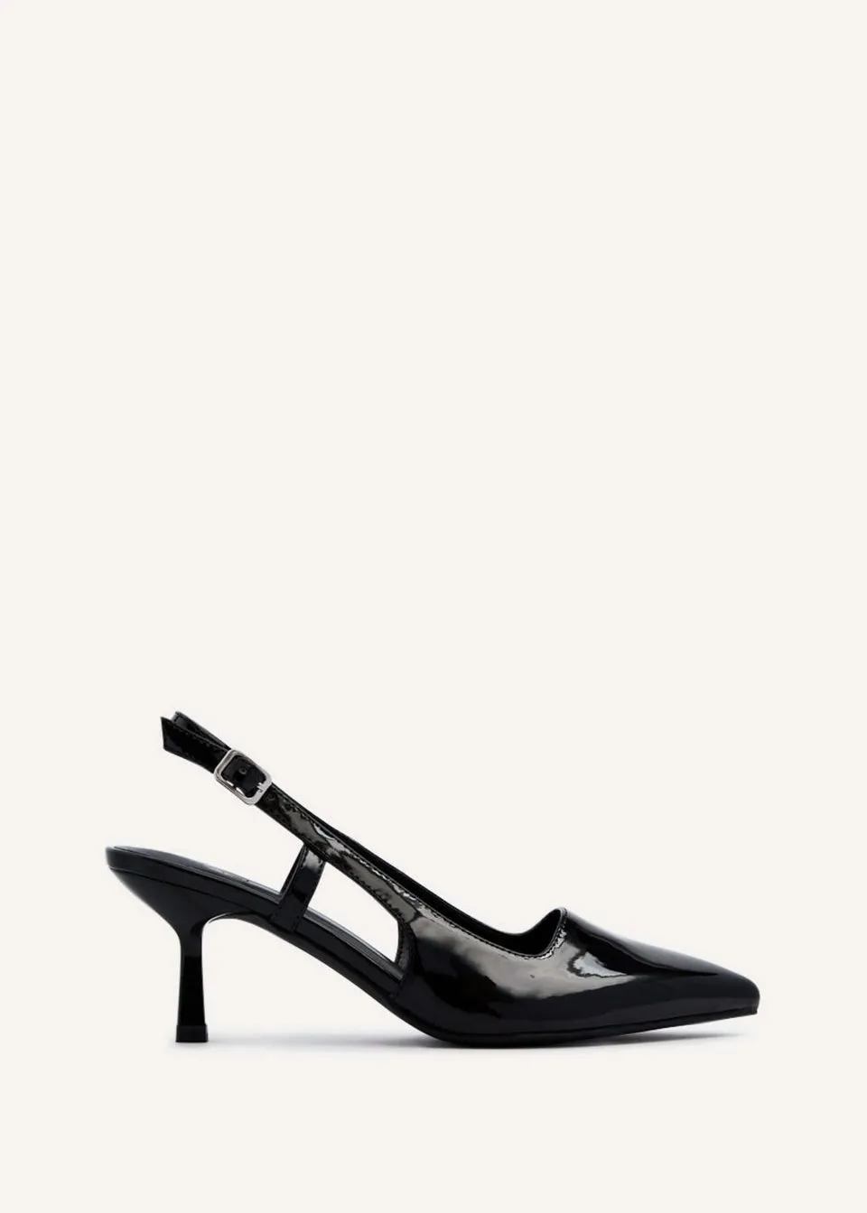 Linzi Dionne Black Faux Patent Stiletto Court Heels