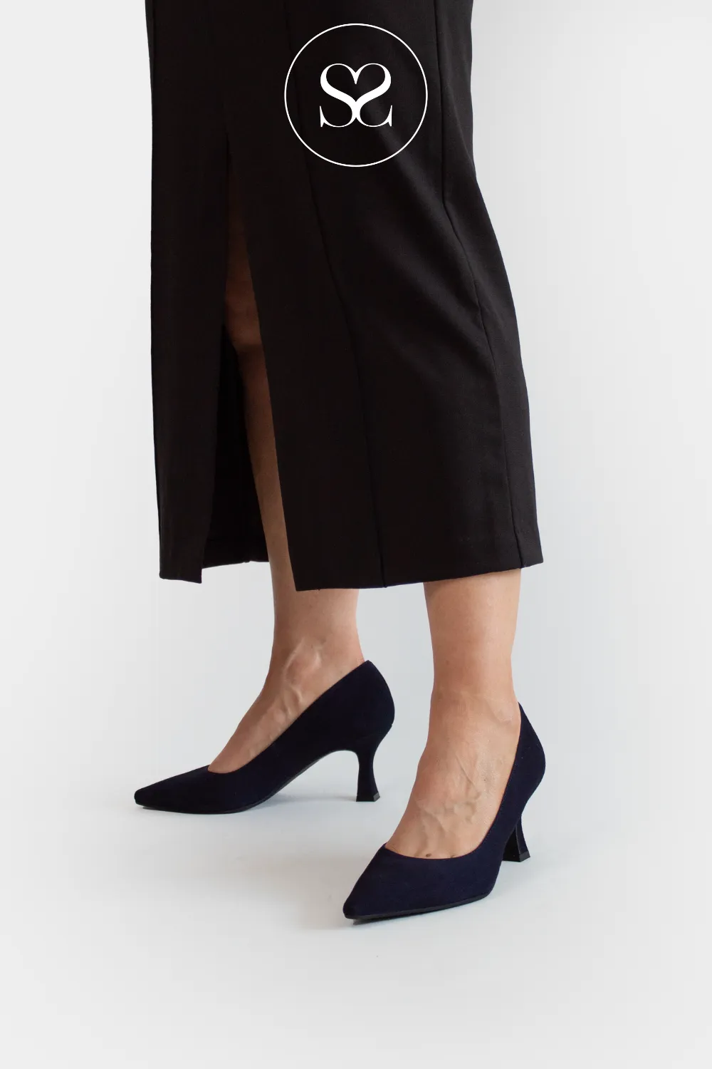 LODI JONA BLACK SUEDE COURT SHOES / HEELS