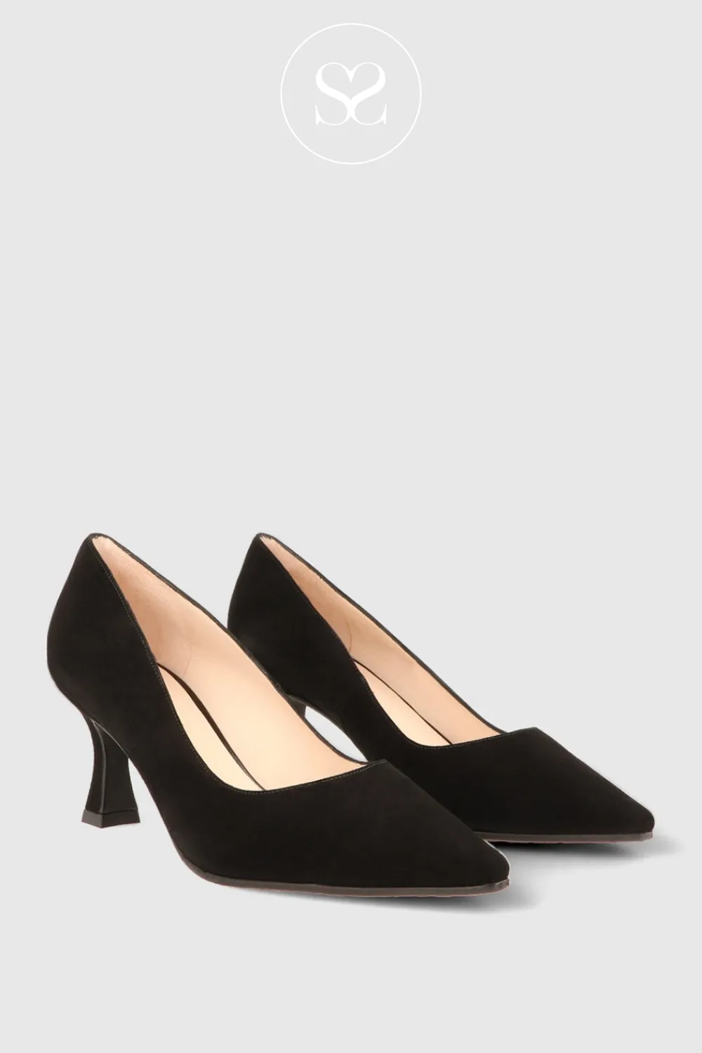 LODI JONA BLACK SUEDE COURT SHOES / HEELS