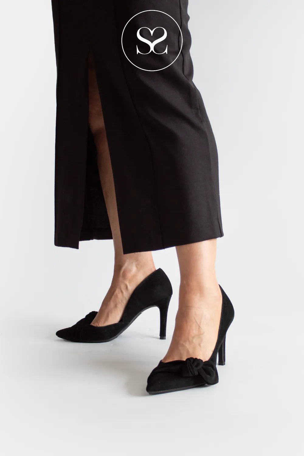 LODI RILER BLACK SUEDE POINTED TOE COURT SHOES