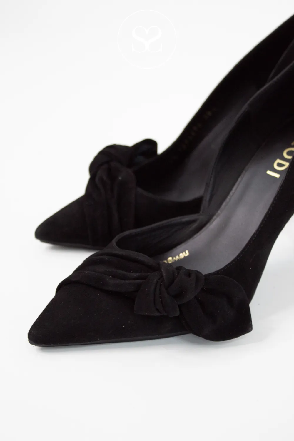 LODI RILER BLACK SUEDE POINTED TOE COURT SHOES