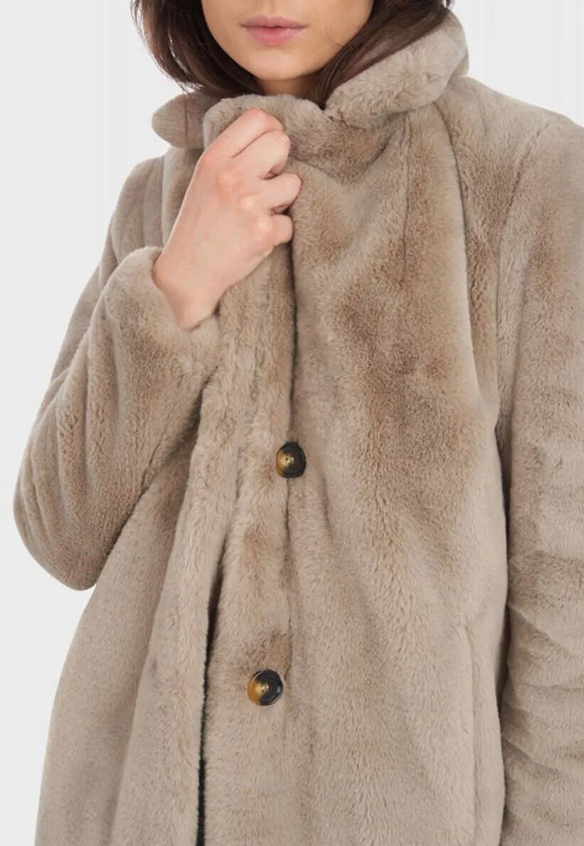 dark beige faux shearling coat 64292