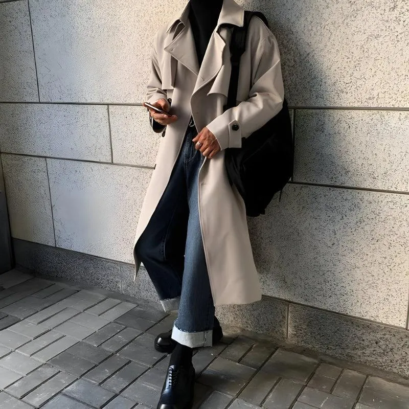 Long Trench Coat with Double Buttons - Shop Now