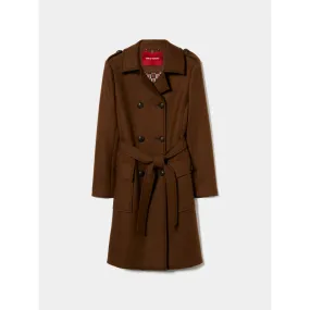 Long wool overcoat with belt