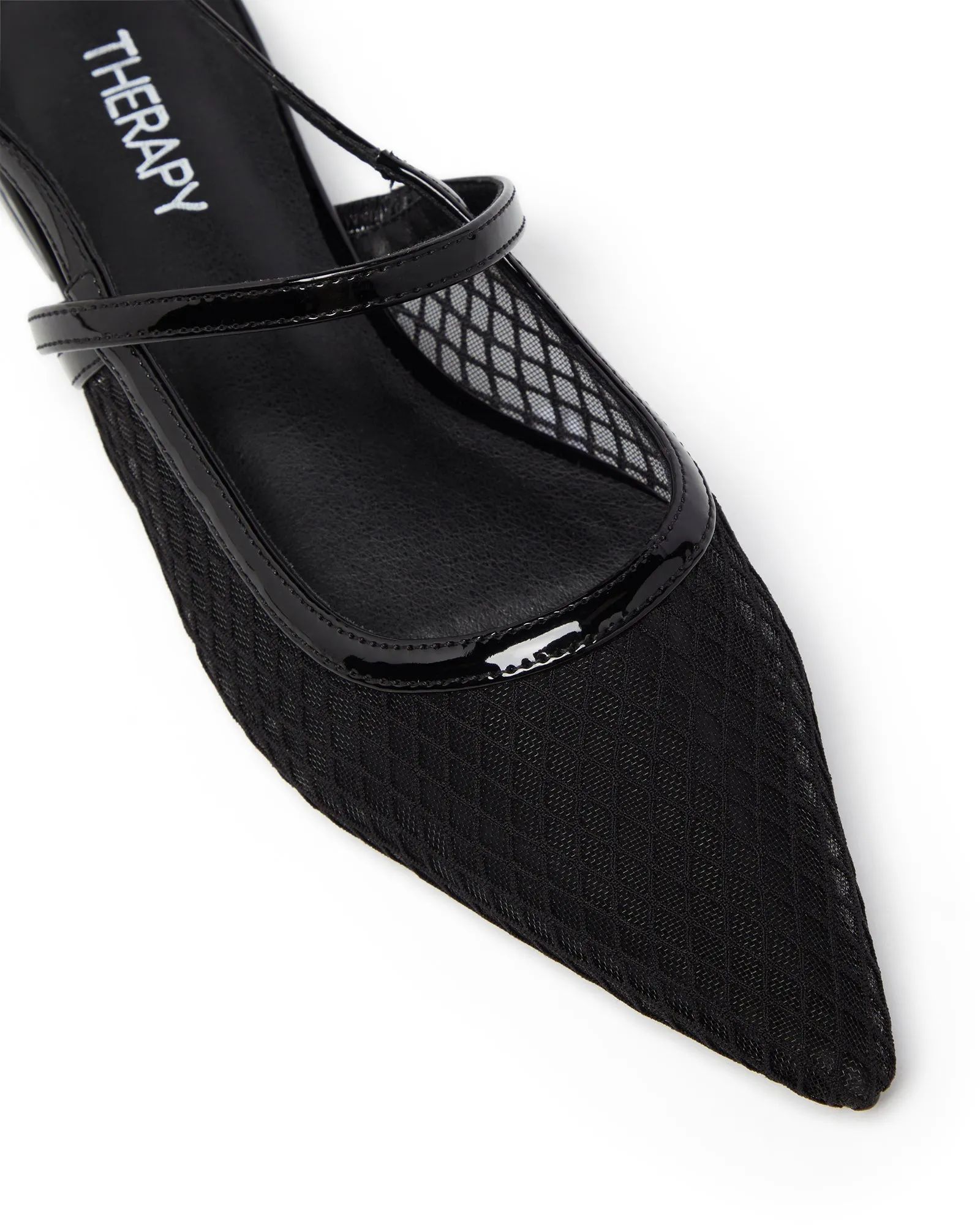 Lourdes Pointed Flat Black Mesh