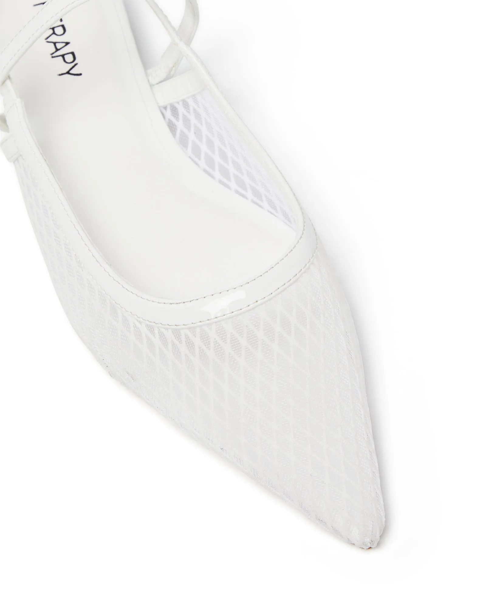 Lourdes Pointed Flat White Mesh