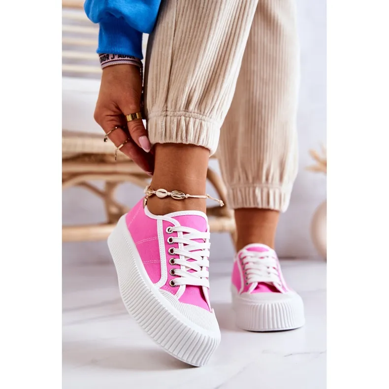 Low Sneakers On Pink Mischa Platform