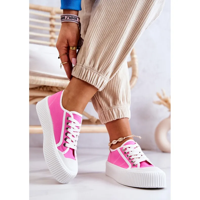 Low Sneakers On Pink Mischa Platform