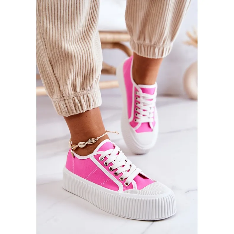 Low Sneakers On Pink Mischa Platform