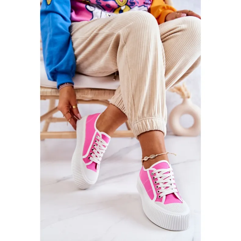 Low Sneakers On Pink Mischa Platform