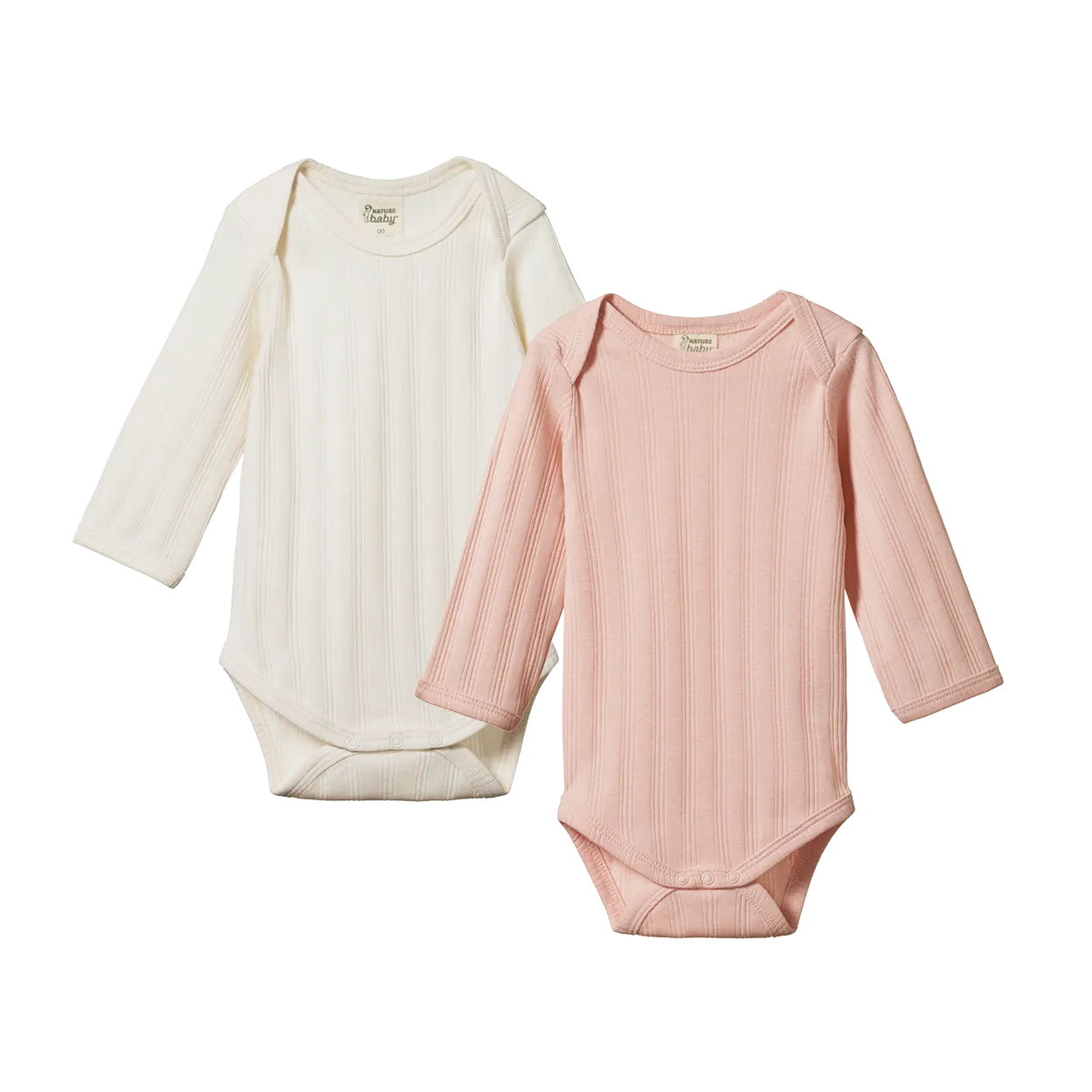 L/S Bodysuit Derby 2 Pack || Natural/Rose Bud