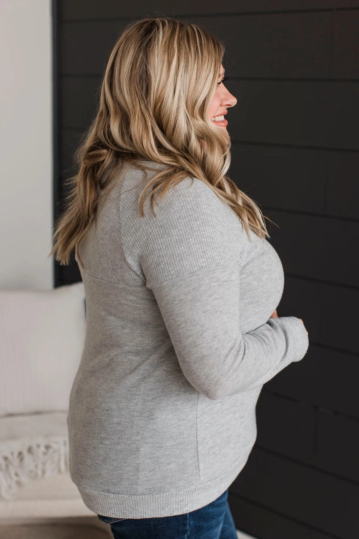 Make It Last Brushed Knit Top- Heather Grey