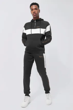 Man Gold Funnel Tracksuit | boohooMAN UK