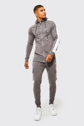 Man Muscle Fit Tracksuit With Cargo Pocket