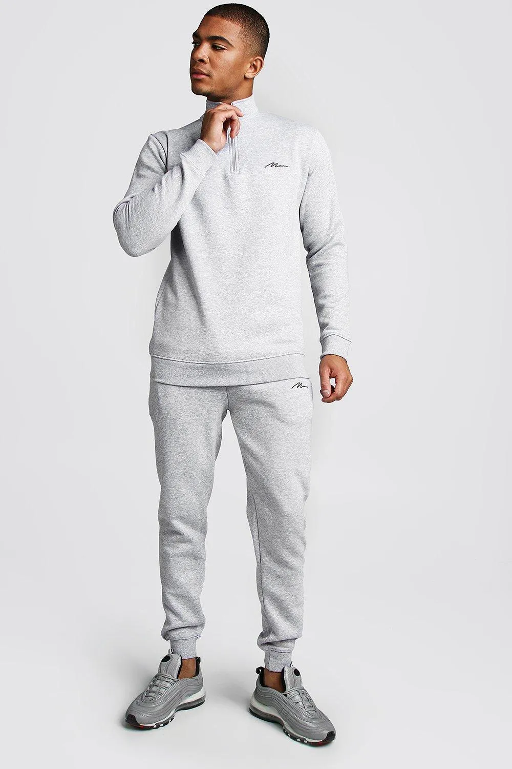 MAN Signature Half Zip Tracksuit | boohooMAN UK