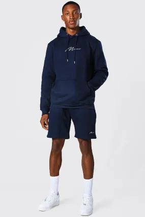 Man Signature Short Hooded Tracksuit | boohooMAN UK