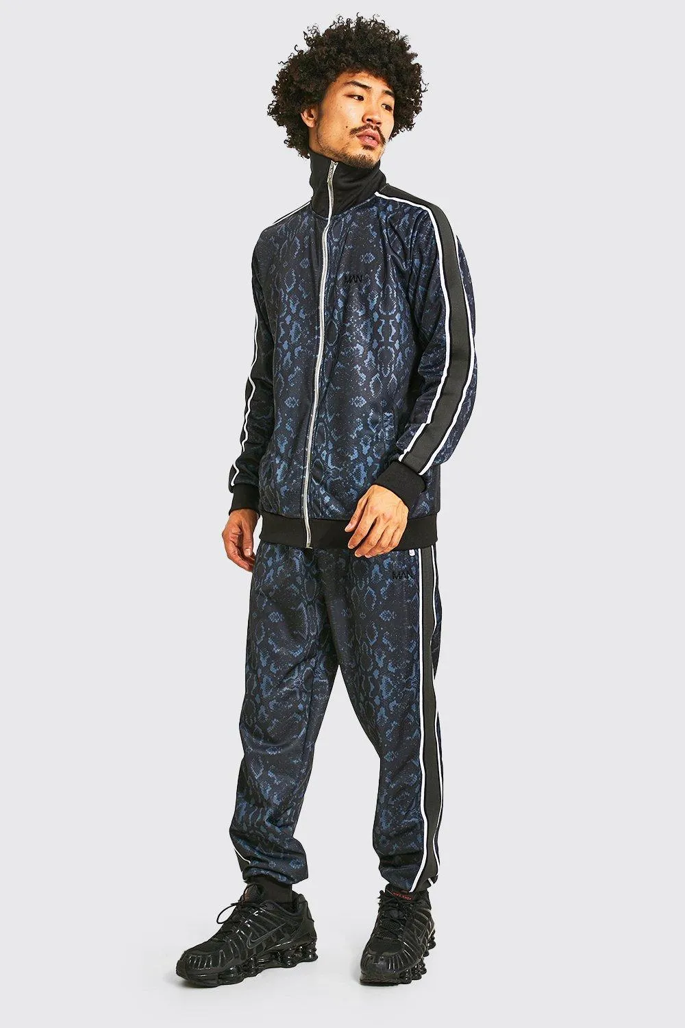 Man Snake Tricot Funnel Zip Tracksuit