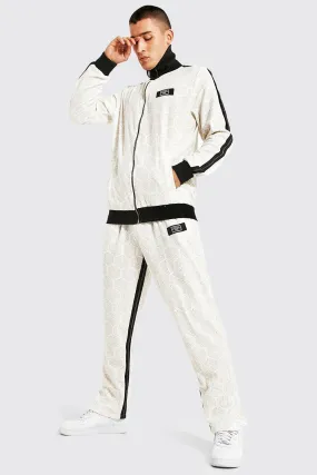 Man Velour Zip Funnel Tracksuit | boohooMAN UK