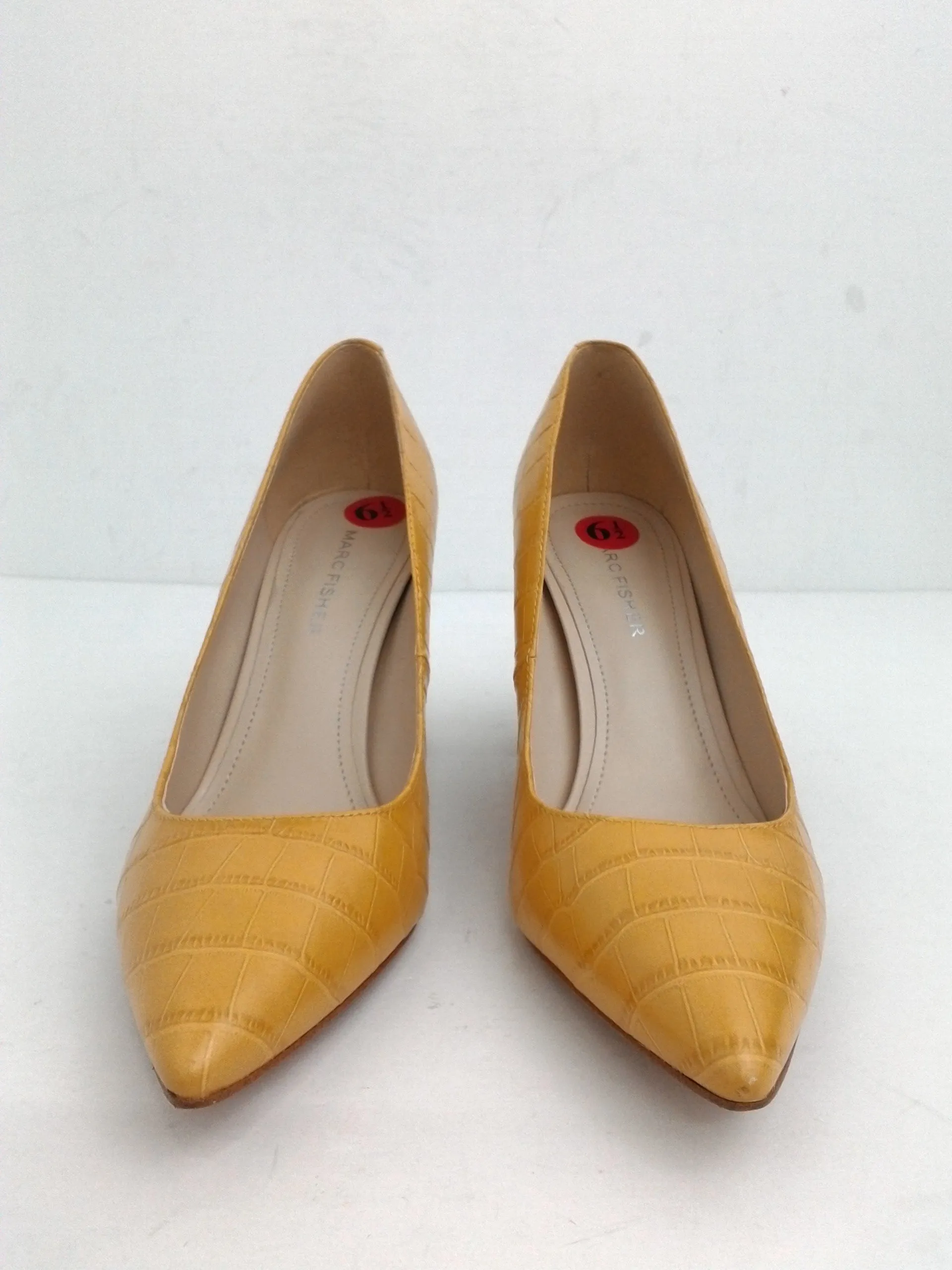 Marc Fisher Women's Viviene Yellow Leather Heels Size 6.5 M