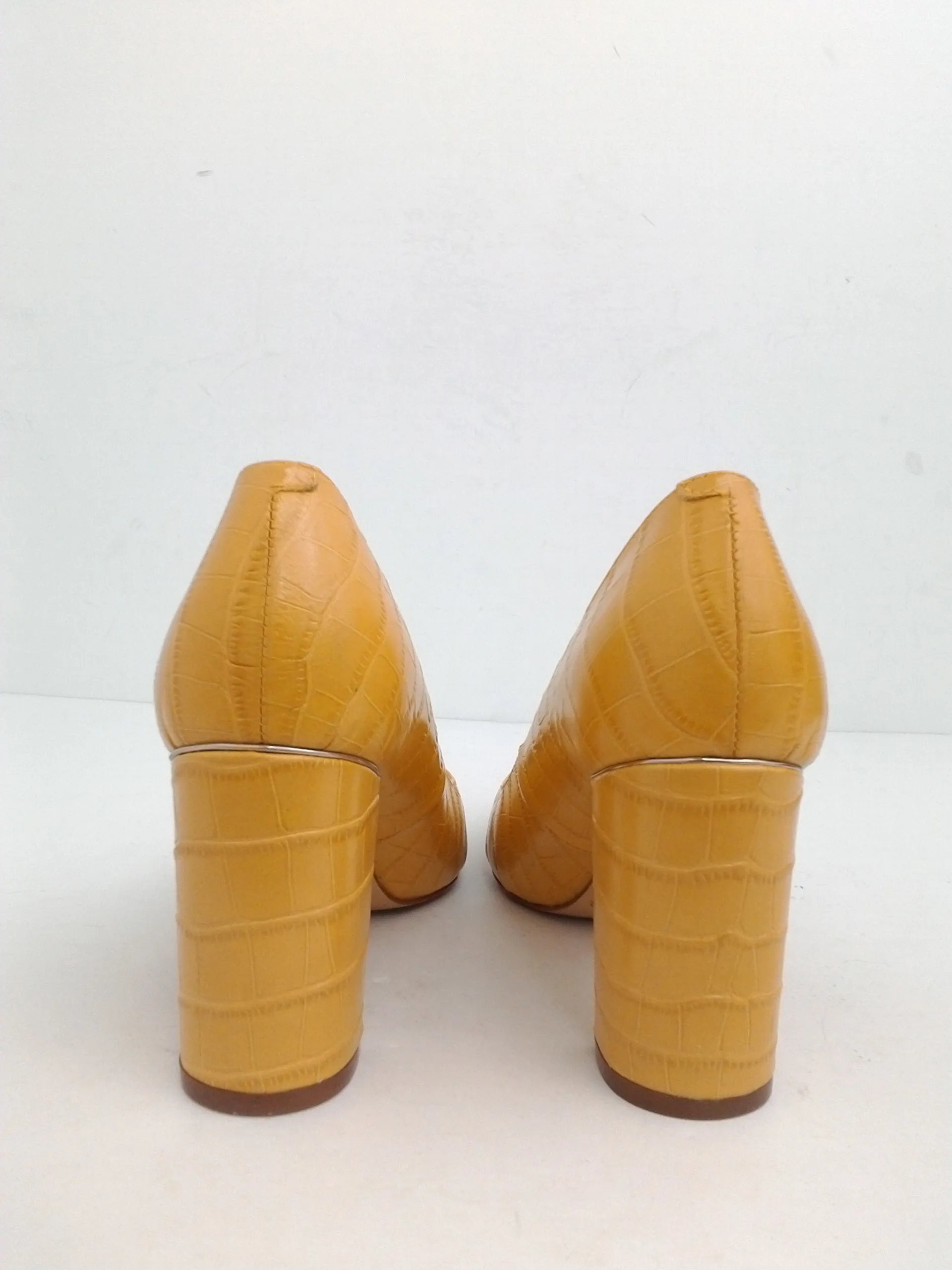 Marc Fisher Women's Viviene Yellow Leather Heels Size 6.5 M