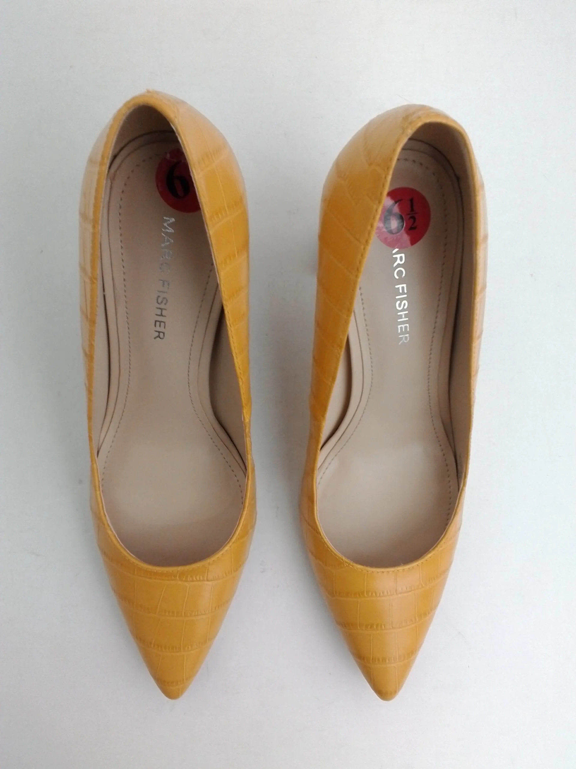 Marc Fisher Women's Viviene Yellow Leather Heels Size 6.5 M