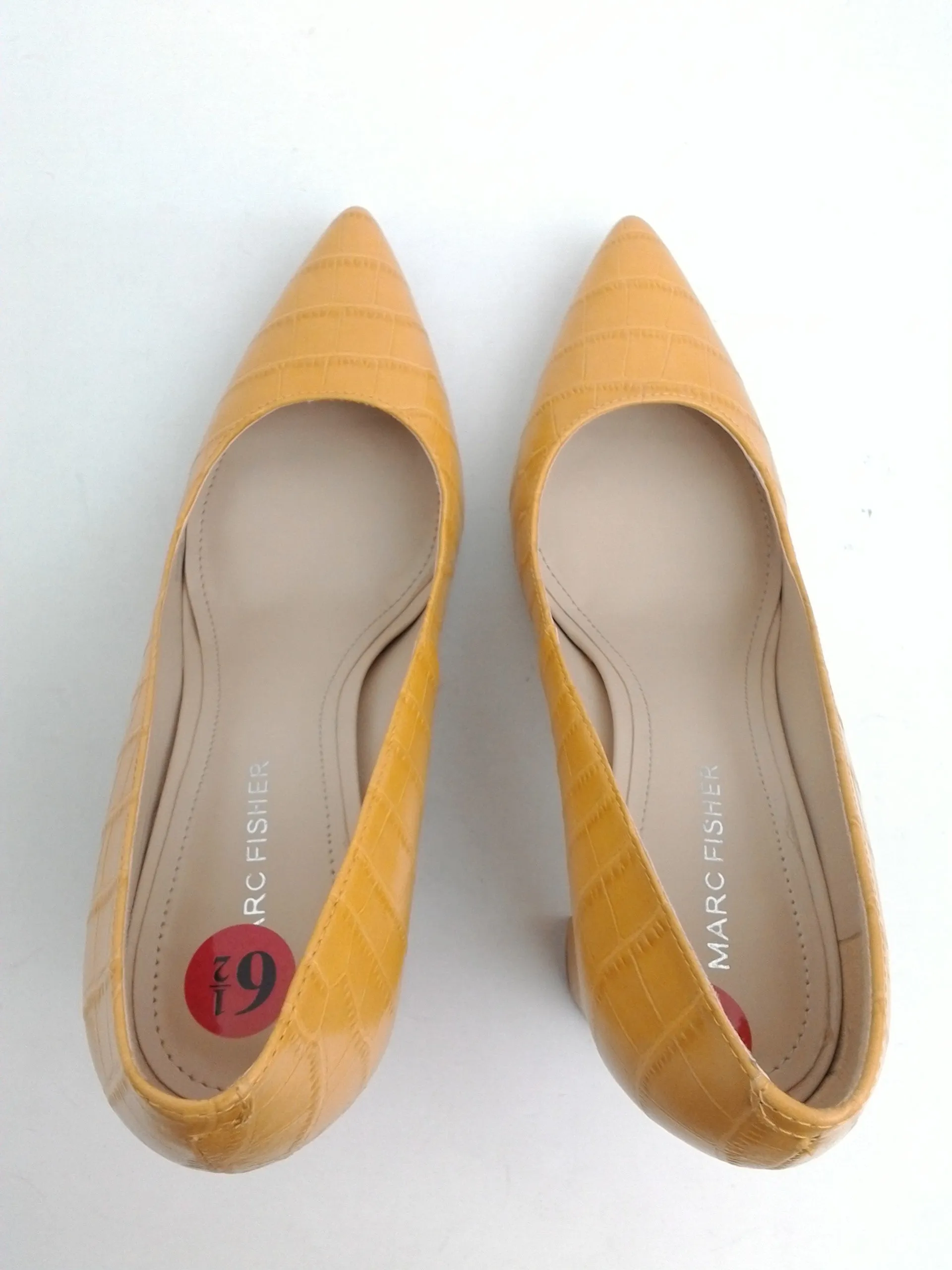 Marc Fisher Women's Viviene Yellow Leather Heels Size 6.5 M