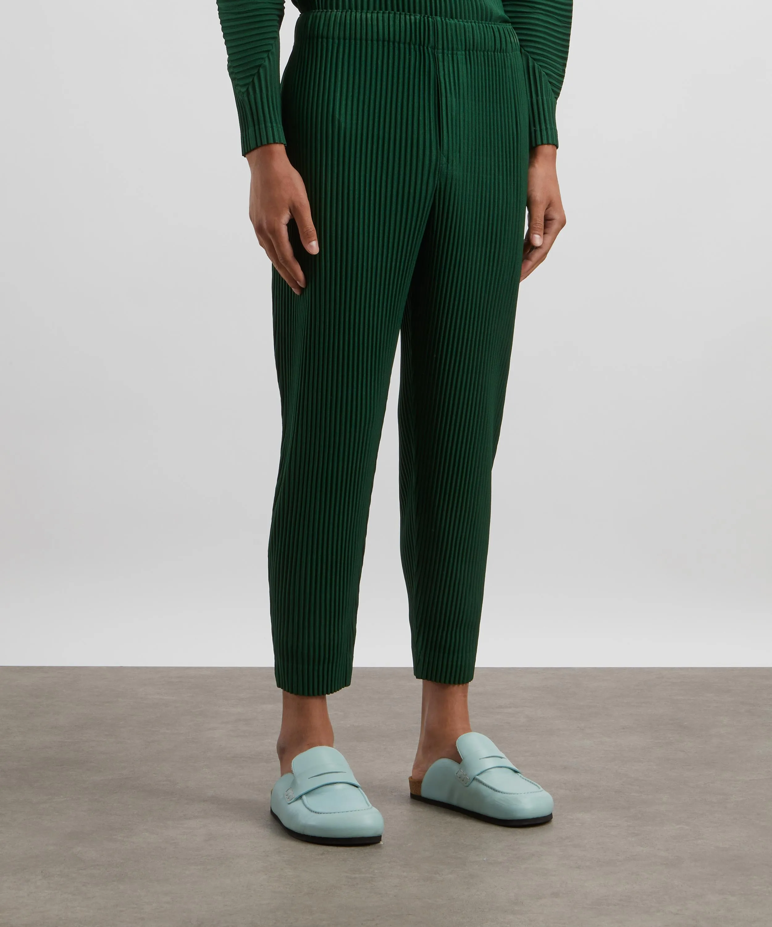 MC AUGUST Seaweed Green Pleated Tapered Trousers