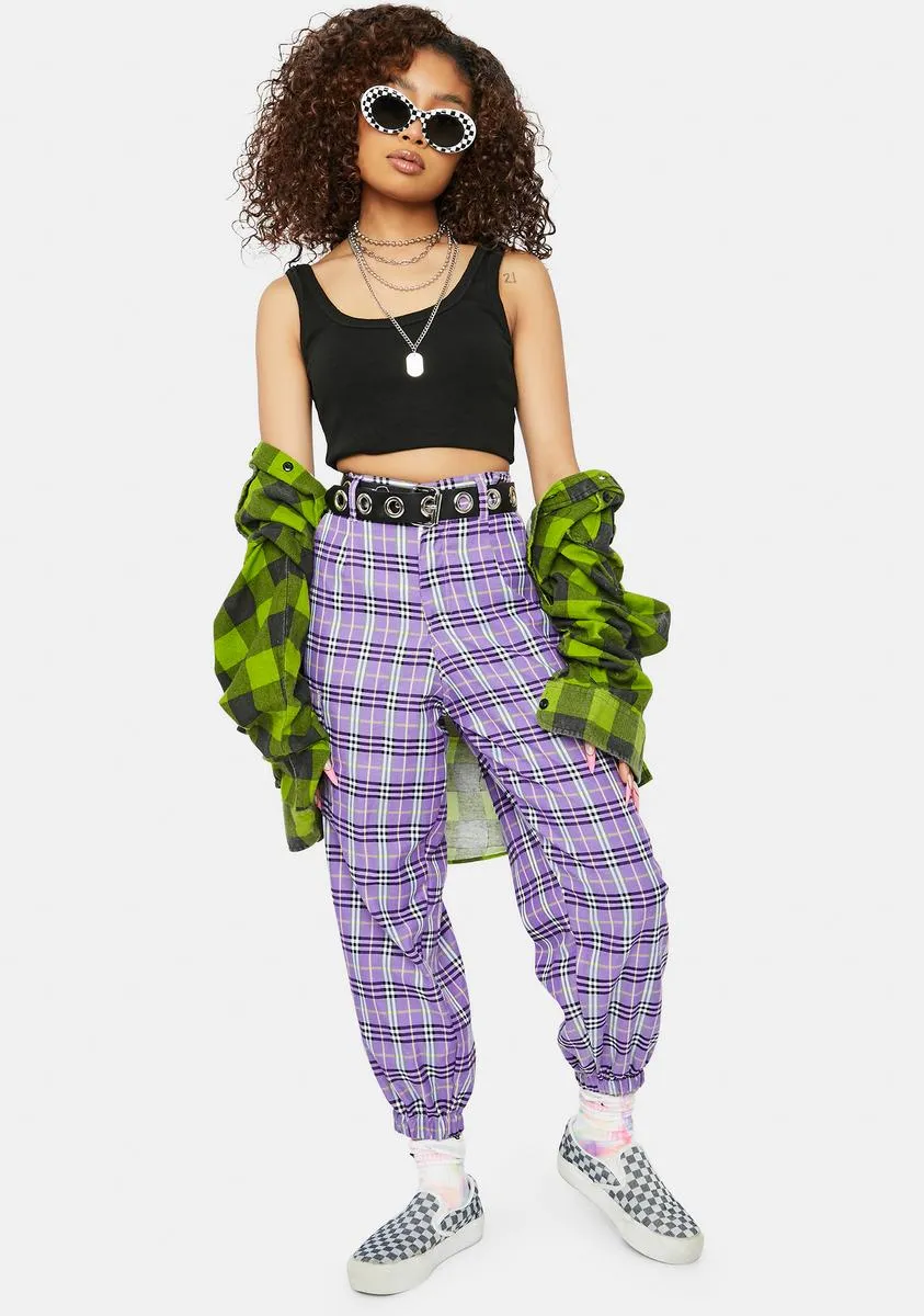 Meet Ur Match Plaid Cargo Joggers-