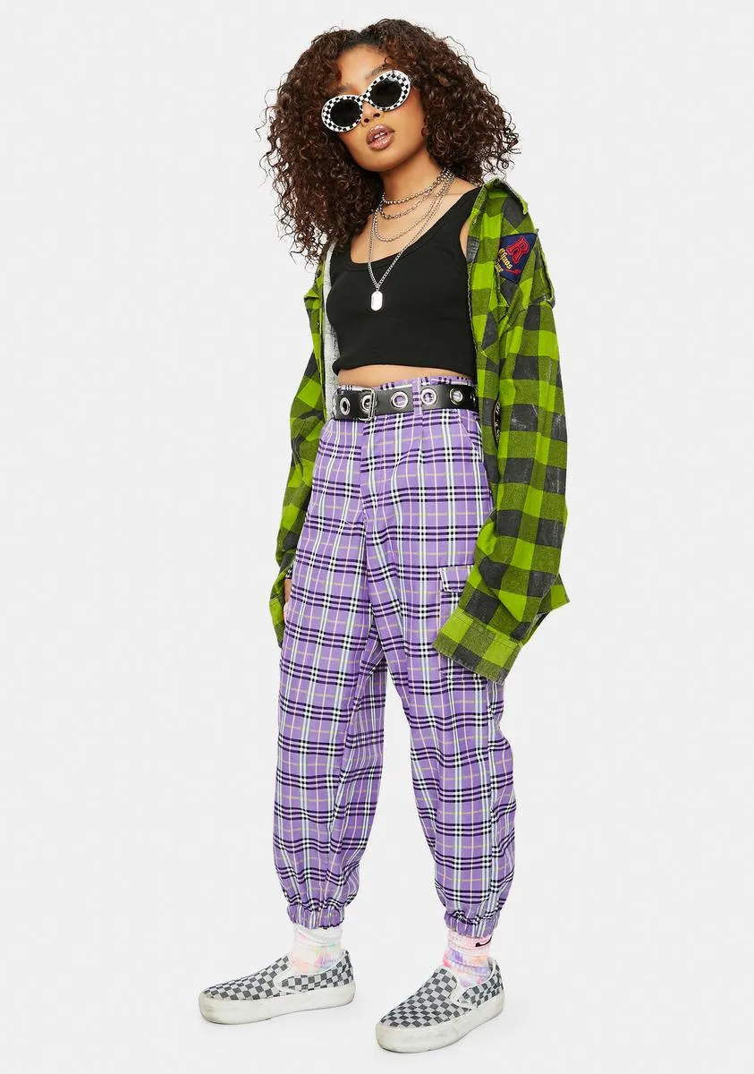 Meet Ur Match Plaid Cargo Joggers-