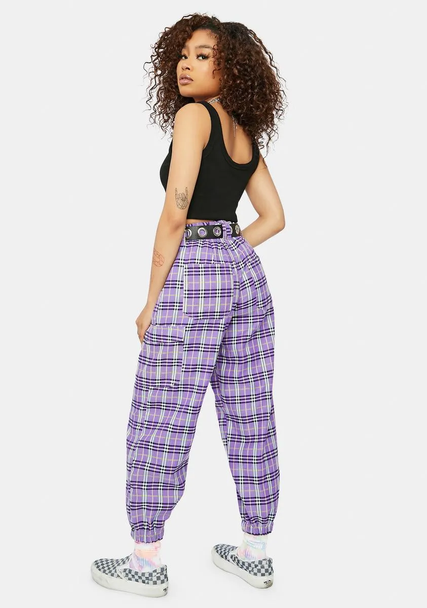 Meet Ur Match Plaid Cargo Joggers-