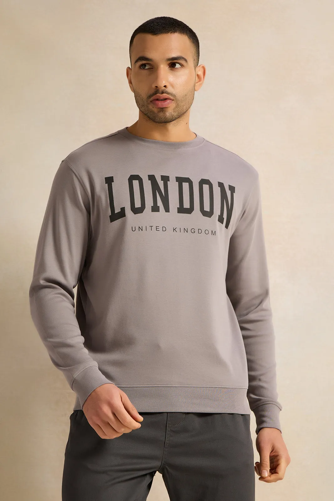 Men Grey Lounge Sweatshirt