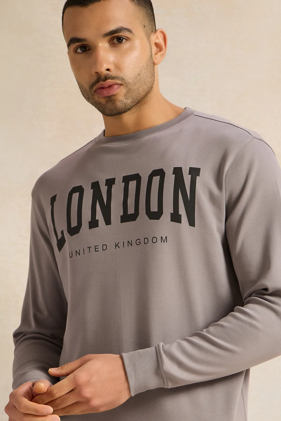 Men Grey Lounge Sweatshirt