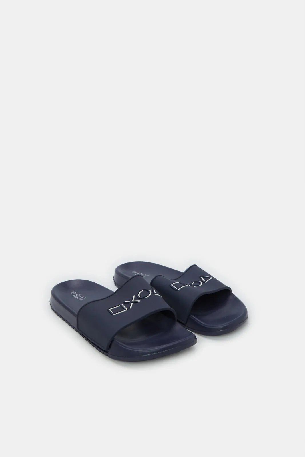 Men Navy Embossed Slide