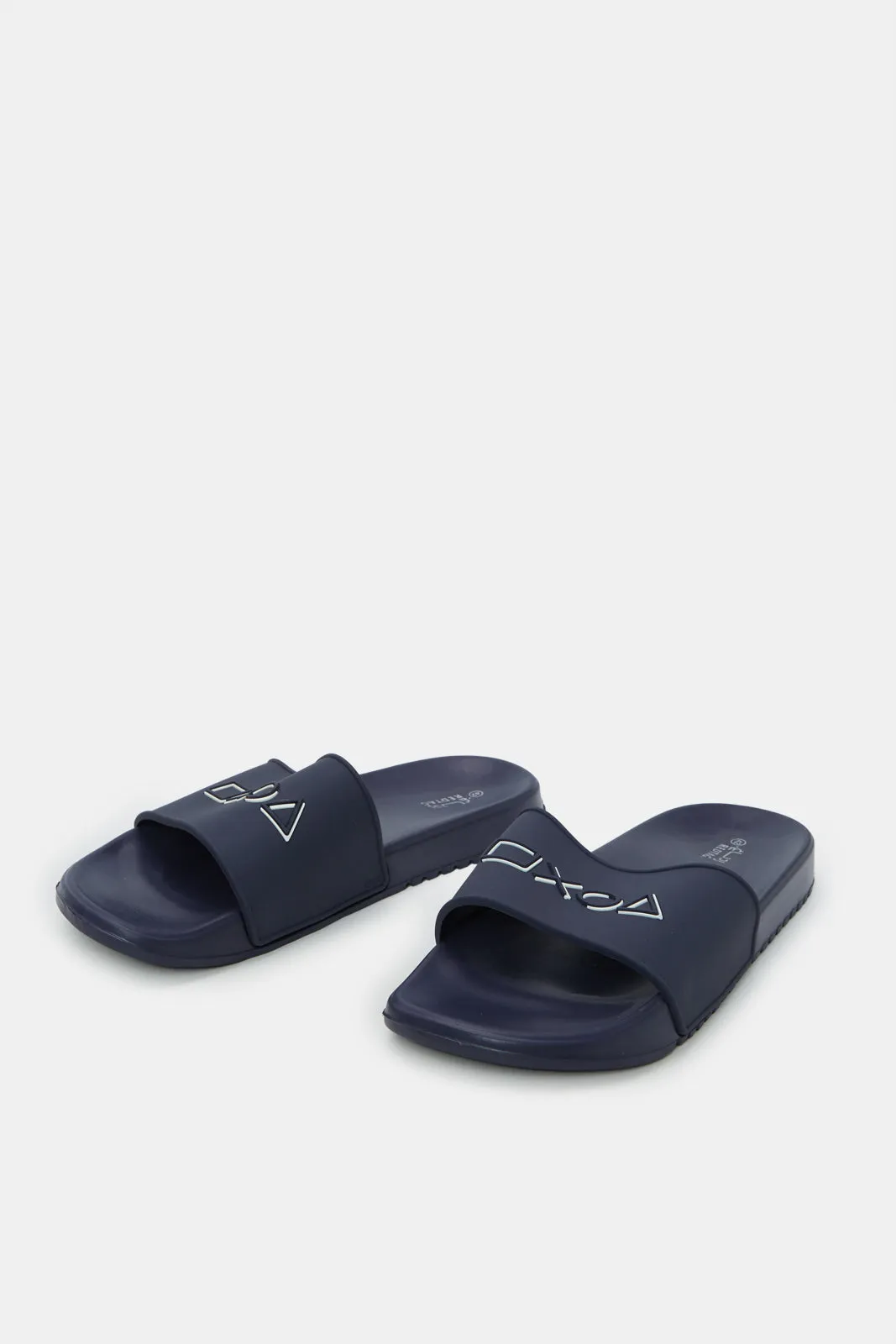 Men Navy Embossed Slide