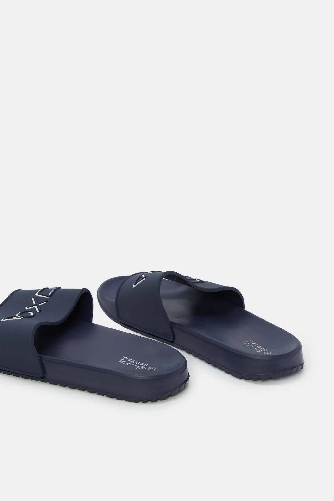 Men Navy Embossed Slide