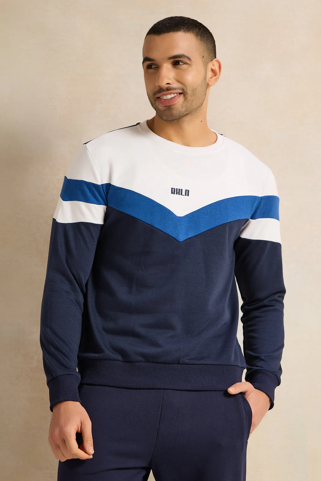 Men Navy Printed Active Sweatshirt